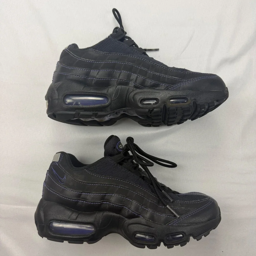 Nike Air Max 95 Sneakers Kids 5Y Black Purple Stitch DH4053-008 Low Top Shoes